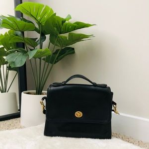 Black crossbody coach leather bag